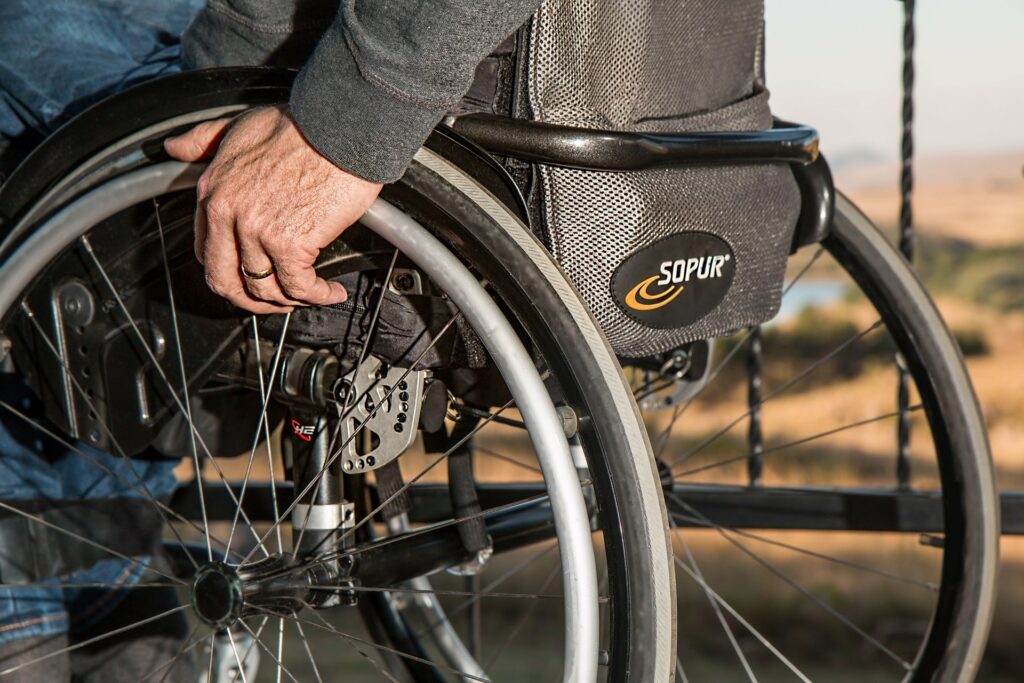old man in handicap wheelchair